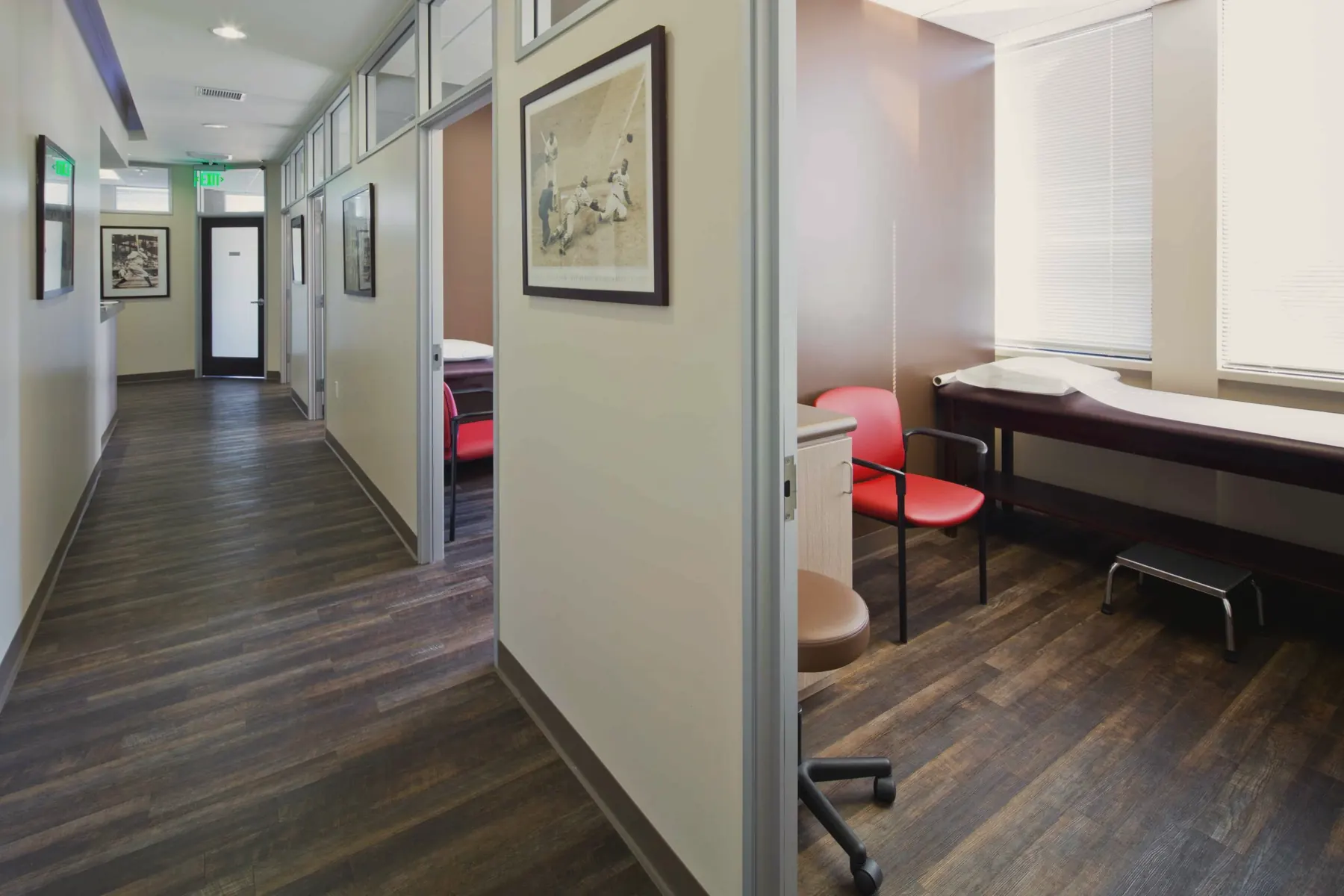 Corridor and examination rooms in the office